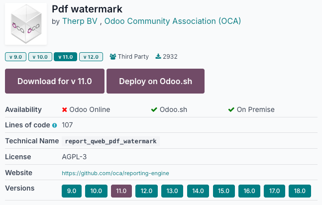 odoo PDF Watermark