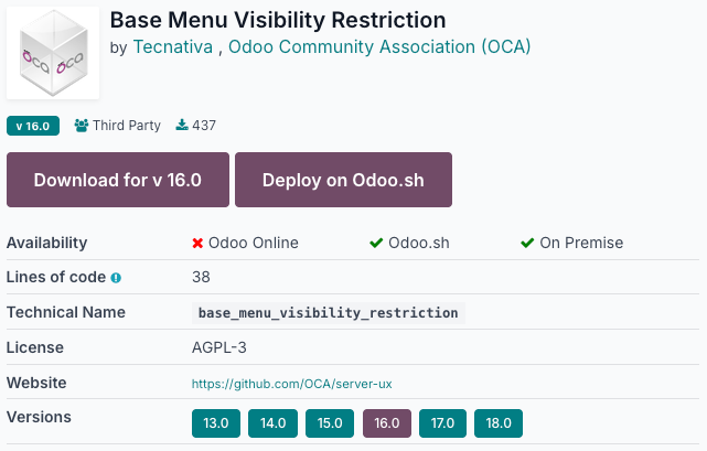 odoo Base Menu Visibility Restriction