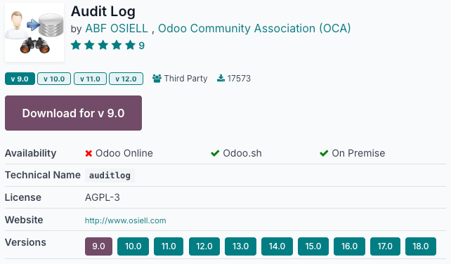 odoo Audit Log