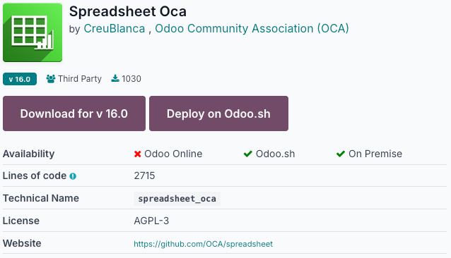odoo Spreadsheet OCA