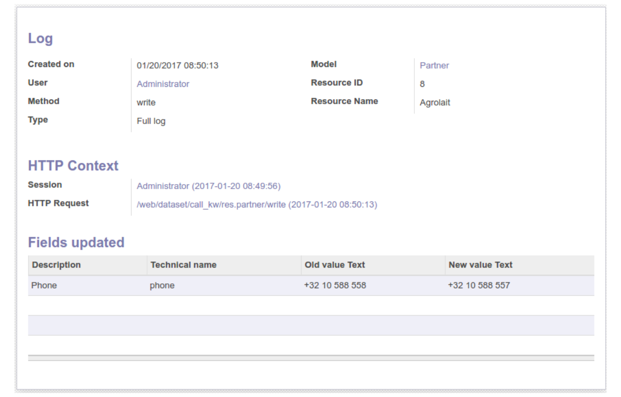 OCA Audit Log