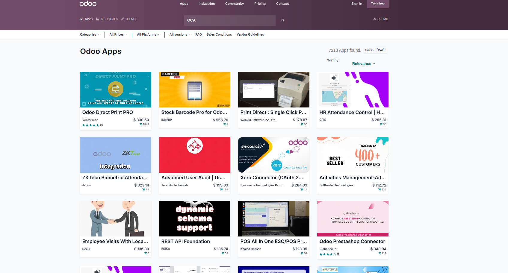 ค้นหาโมดูลจาก Odoo App Store